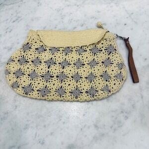 Crochet Clutch Purse Handbag Bohemian Style Snap Closure Wristlet